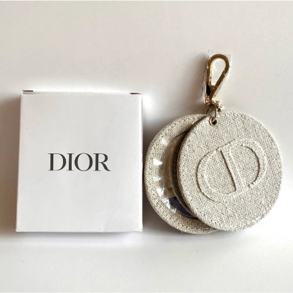 Dior Cream Logo Keychain